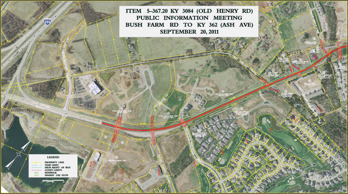 Jefferson/Oldham Counties KY 3084 (Old Henry Road) between I265 in Jefferson County and KY 362